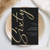 Modern Elegant Zwart Goud 60e Verjaardag Kaart