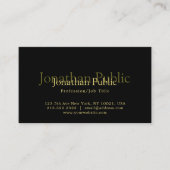 Modern Elegant Zwart & Goud Artistiek Plain Trendy Visitekaartje (Voorkant)