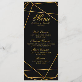 Modern Elegant Zwart & Goud Bruiloft Menu