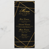 Modern Elegant Zwart & Goud Bruiloft Menu (Voorkant)