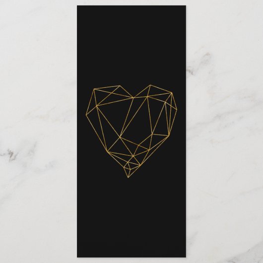 Modern Elegant Zwart & Goud Bruiloft Menu (Achterkant)