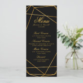 Modern Elegant Zwart & Goud Bruiloft Menu (Staand voorkant)