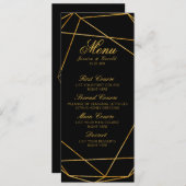 Modern Elegant Zwart & Goud Bruiloft Menu (Voorkant / Achterkant)