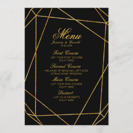 Modern Elegant Zwart & Goud Bruiloft Menu