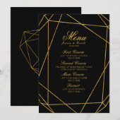 Modern Elegant Zwart & Goud Bruiloft Menu (Voorkant / Achterkant)