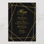 Modern Elegant Zwart & Goud Bruiloft Menu (Voorkant)