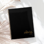 Modern Elegant Zwart Goud Eenvoudig Monogram Naam Planner<br><div class="desc">Moderne Elegante Zwart Goud Eenvoudige Monogram Naam Planner</div>