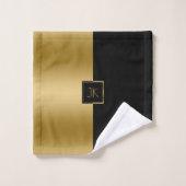 Modern Elegant Zwart & Goud Geometrisch Ontwerp Bad Handdoek (Wasdoekje)