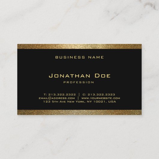 Modern Elegant Zwart Goud Grafisch Ontwerp Sjabloo Visitekaartje (Achterkant)