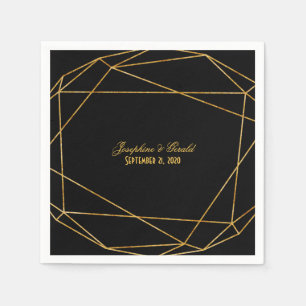 Modern Elegant Zwart & Goud Receptie Diner Servetten