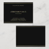 Modern Elegant Zwart Goud Sjabloon Luxe Trendy Visitekaartje (Voorkant / Achterkant)