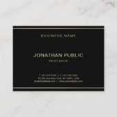 Modern Elegant Zwart Goud Sjabloon Luxe Trendy Visitekaartje (Voorkant)