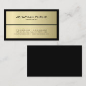 Modern Elegant Zwart & Goud Sjabloon Professioneel Visitekaartje (Voorkant / Achterkant)