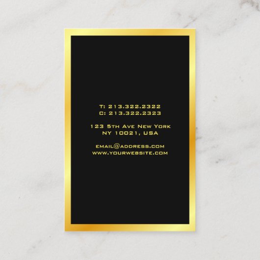 Modern Elegant Zwart Goud Sjabloon Professioneel Visitekaartje (Achterkant)