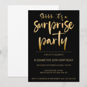 Modern Elegant Zwart Goud Verrassing Verjaardagsfe Kaart (Voorkant / Achterkant)