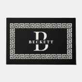 Modern Elegant Zwart Grieks Sleutel Lijst Monogram Deurmat (Voorkant)