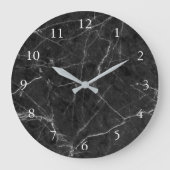 Modern elegant zwart grijs marmeren patroon grote klok (Voorkant)