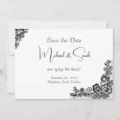 Modern Elegant Zwart Kant Save the Date Kaart (Voorkant)