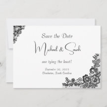 Modern Elegant Zwart Kant Save the Date Kaart