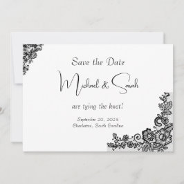 Modern Elegant Zwart Kant Save the Date Kaart
