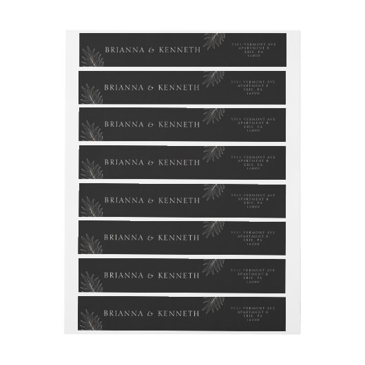 Modern Elegant Zwart met Leaf Wedding (Vel)