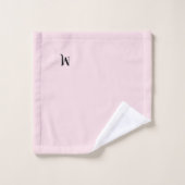 Modern Elegant Zwart Monogram Initiaal Pastelroze Bad Handdoek (Wasdoekje)