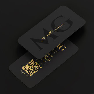 Modern Elegant Zwart Professioneel Monogram Visitekaartje