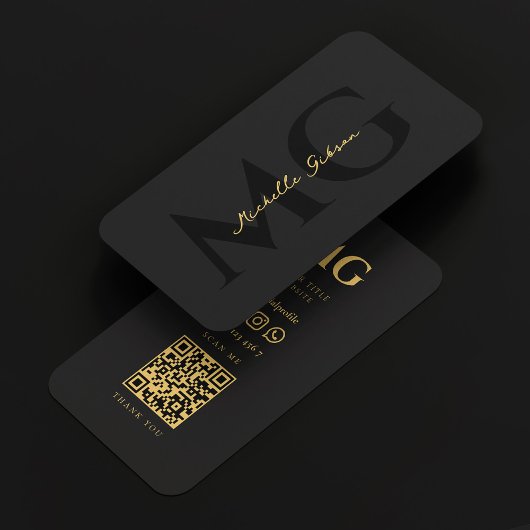 Modern Elegant Zwart Professioneel Monogram Visitekaartje