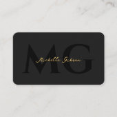 Modern Elegant Zwart Professioneel Monogram Visitekaartje (Voorkant)
