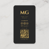 Modern Elegant Zwart Professioneel Monogram Visitekaartje (Achterkant)