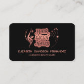 Modern Elegant Zwart Roos Goud Luxe Logo Social Visitekaartje (Voorkant)