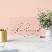 Modern Elegant Zwart Script Bruiloft Gereserveerd Acryl Bord (Huwelijk)