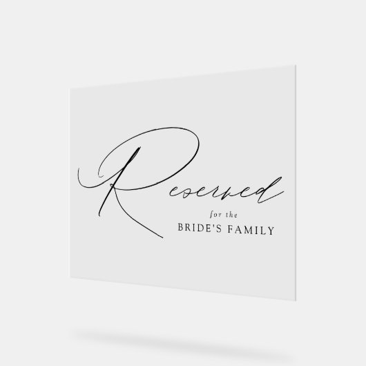 Modern Elegant Zwart Script Bruiloft Gereserveerd Acryl Bord (Hoek)