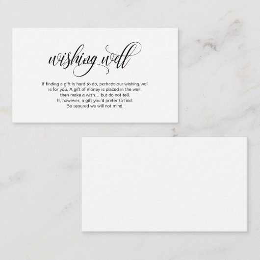 Modern elegant, zwart script, bruiloft wensen goed informatiekaartje (Voorkant / Achterkant)