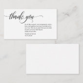 Modern elegant, zwart script, huwelijk bedankt informatiekaartje (Voorkant / Achterkant)