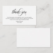 Modern elegant, zwart script, huwelijk bedankt informatiekaartje (Voorkant / Achterkant)