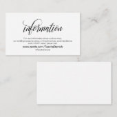 Modern elegant, zwart script, onze huwelijksgegeve informatiekaartje (Voorkant / Achterkant)
