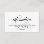 Modern elegant, zwart script, onze huwelijksgegeve informatiekaartje (Voorkant)