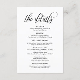 Modern elegant, zwart script, onze huwelijksgegeve informatiekaartje