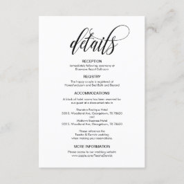 Modern elegant, zwart script, onze huwelijksgegeve informatiekaartje