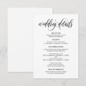 Modern elegant, zwart script, onze trouwdetails informatiekaartje (Voorkant / Achterkant)