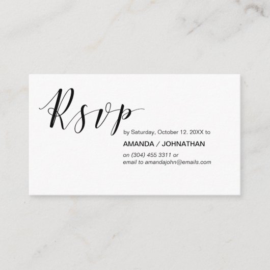 Modern Elegant, Zwart Script, Partij RSVP Informatiekaartje (Voorkant)