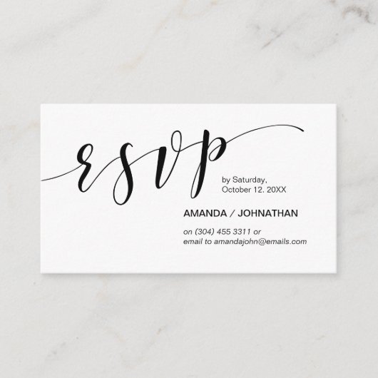 Modern Elegant, Zwart Script, Partij RSVP Informatiekaartje (Voorkant)