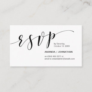 Modern elegant, zwart script, RSVP-partij Informatiekaartje
