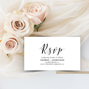 Modern Elegant, Zwart Script, RSVP reageren Informatiekaartje