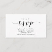 Modern elegant, zwart script, RSVP reageren Informatiekaartje (Voorkant)
