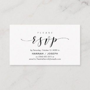 Modern elegant, zwart script, RSVP reageren Informatiekaartje