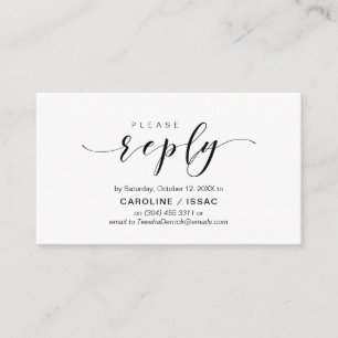 Modern elegant, zwart script, RSVP reageren Informatiekaartje