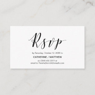 Modern elegant, zwart script, RSVP reageren Informatiekaartje