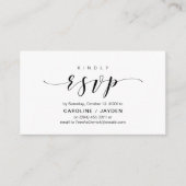 Modern Elegant, Zwart Script, RSVP reageren Informatiekaartje (Voorkant)
